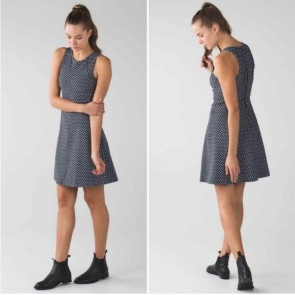 Lululemon &Go Til Dawn Dress Black White Deep Dive EUC - Picture 1 of 13